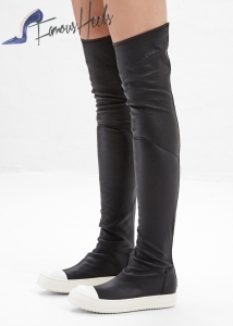 Rick Owens BLACK / WHITE THIGH HIGH SNEAKERS